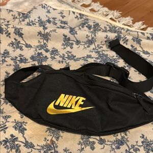 Nike Black and Gold Waist Bag